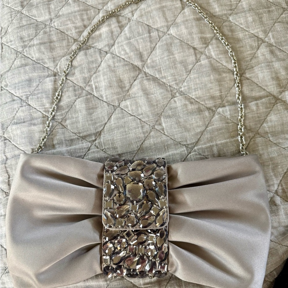 Banana Republic- Satin Clutch with chain and stunning jeweled detail